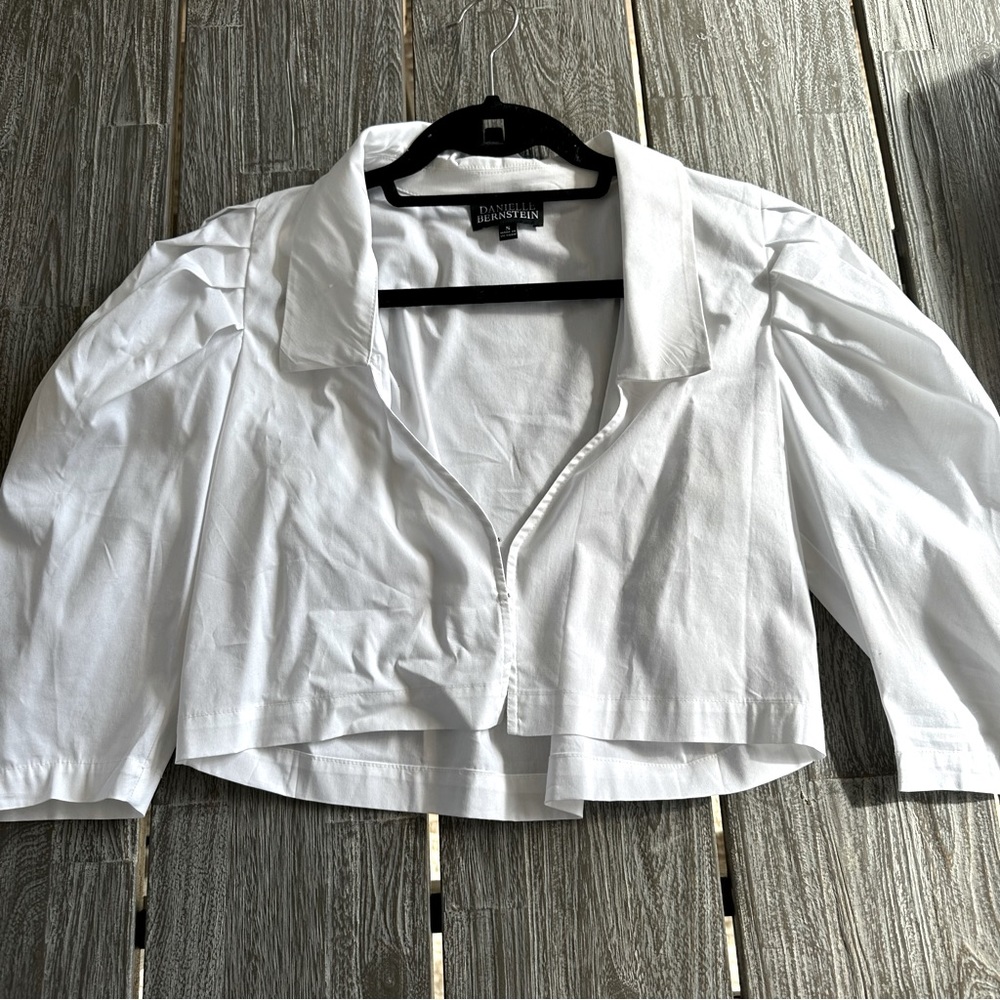 Daniel Bernstein puff sleeve collared top size S